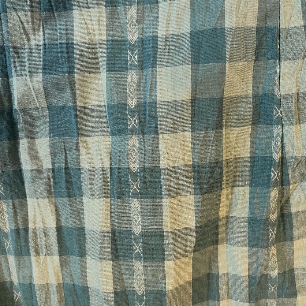 a.n.a Teal & Blue Green Checkered Snap Button-Down Country Western Shirt - Picture 8 of 12